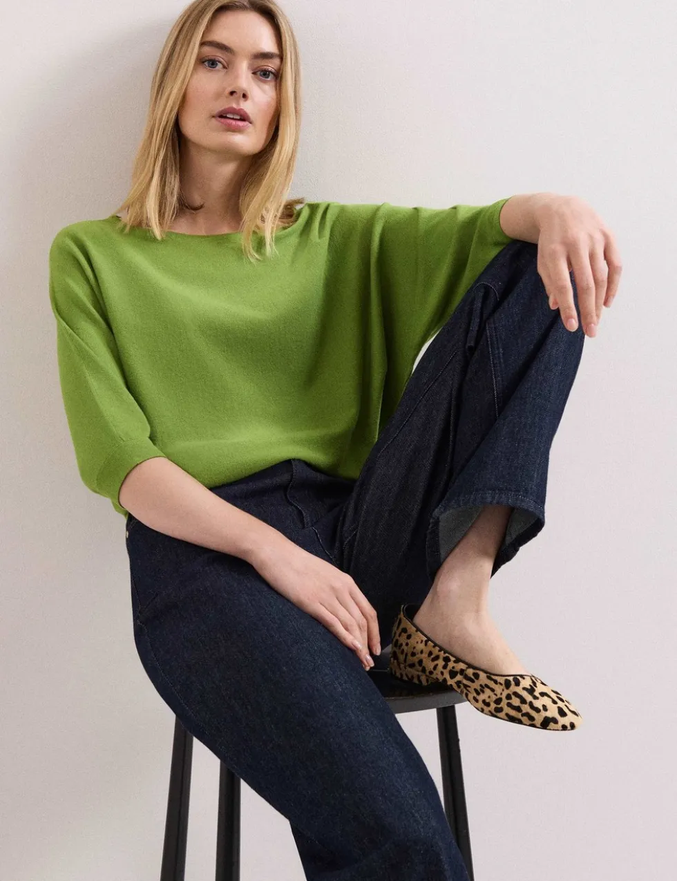 Slash Neck Batwing Sleeve Knitted Top