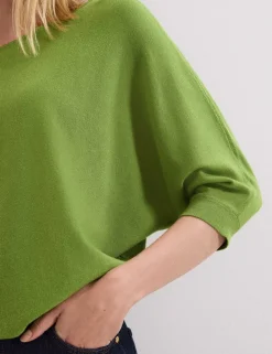 Slash Neck Batwing Sleeve Knitted Top