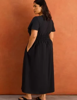 Slash Neck Midaxi Waisted Dress