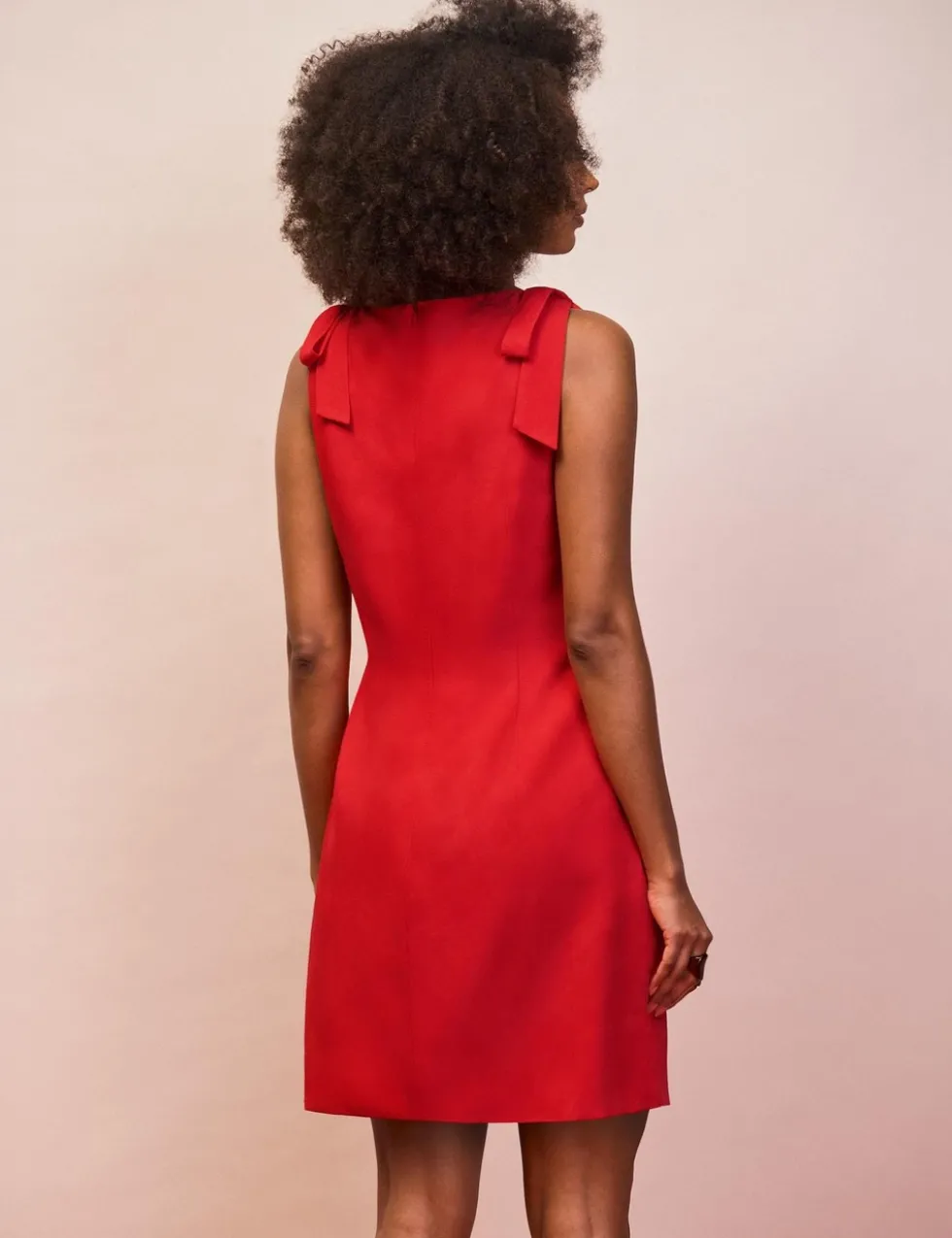 Slash Neck Mini Shift Dress with Linen
