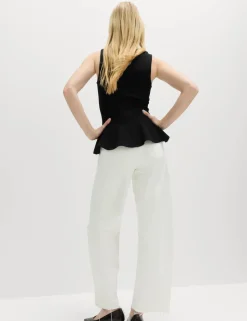 Slash Neck Sleeveless Peplum Top