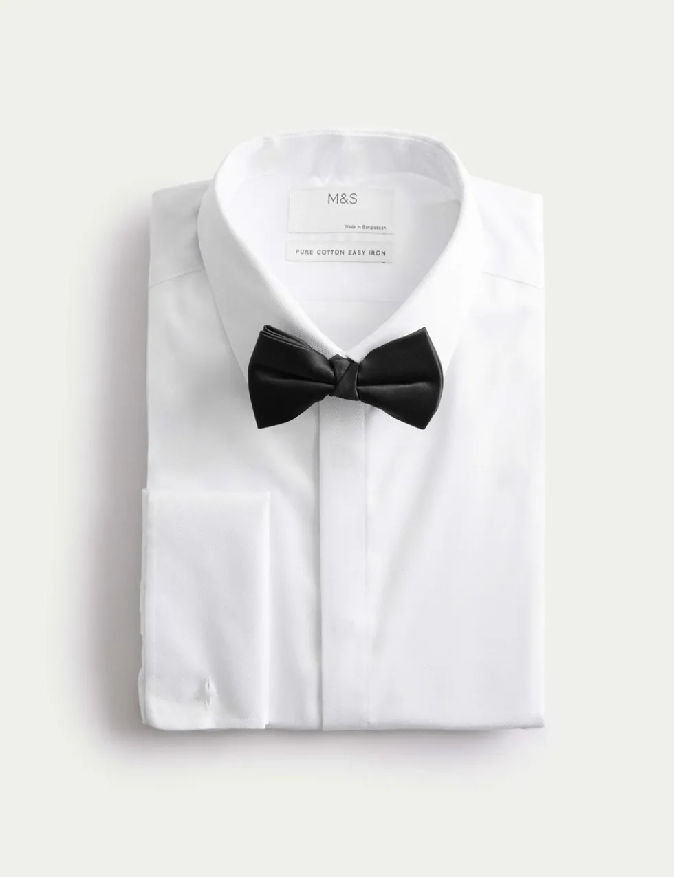 Slim Fit 2 Inch Luxury Cotton Dress Shirt with Bow Tie