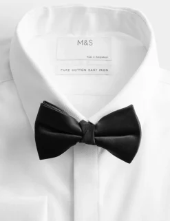 Slim Fit 2 Inch Luxury Cotton Dress Shirt with Bow Tie
