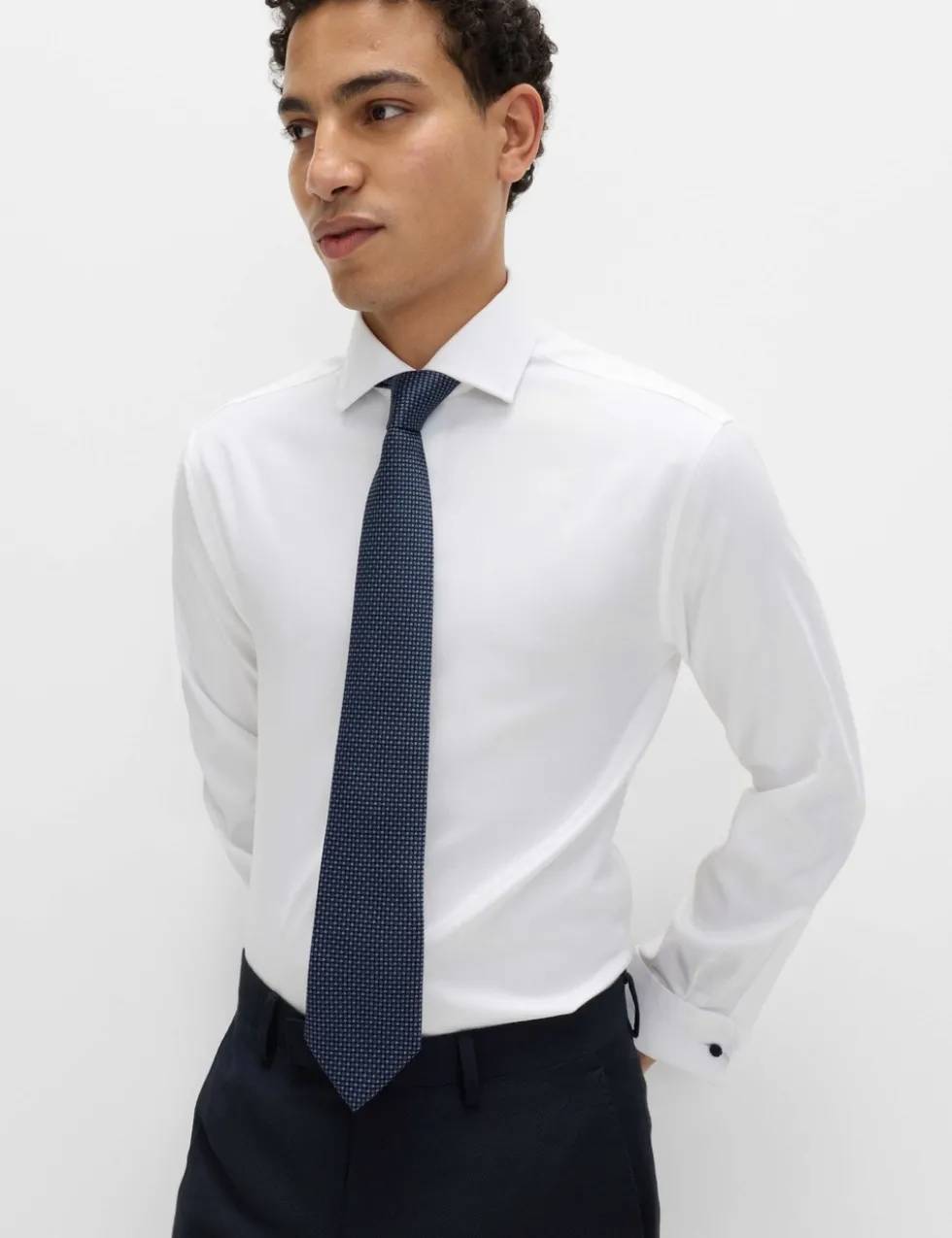 Slim Fit 2 Inch Shorter Pure Cotton Textured Shirt