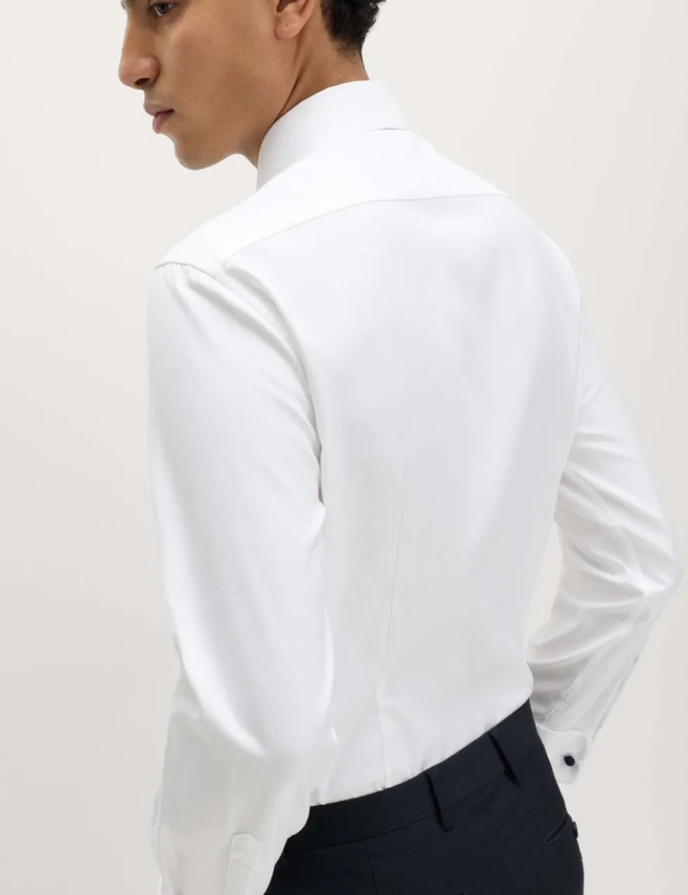 Slim Fit 2 Inch Shorter Pure Cotton Textured Shirt