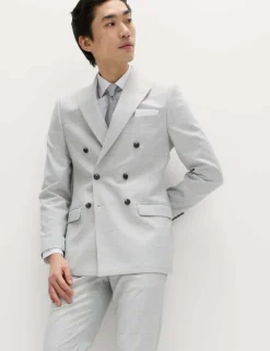 Slim Fit Check Double Breasted Suit Jacket