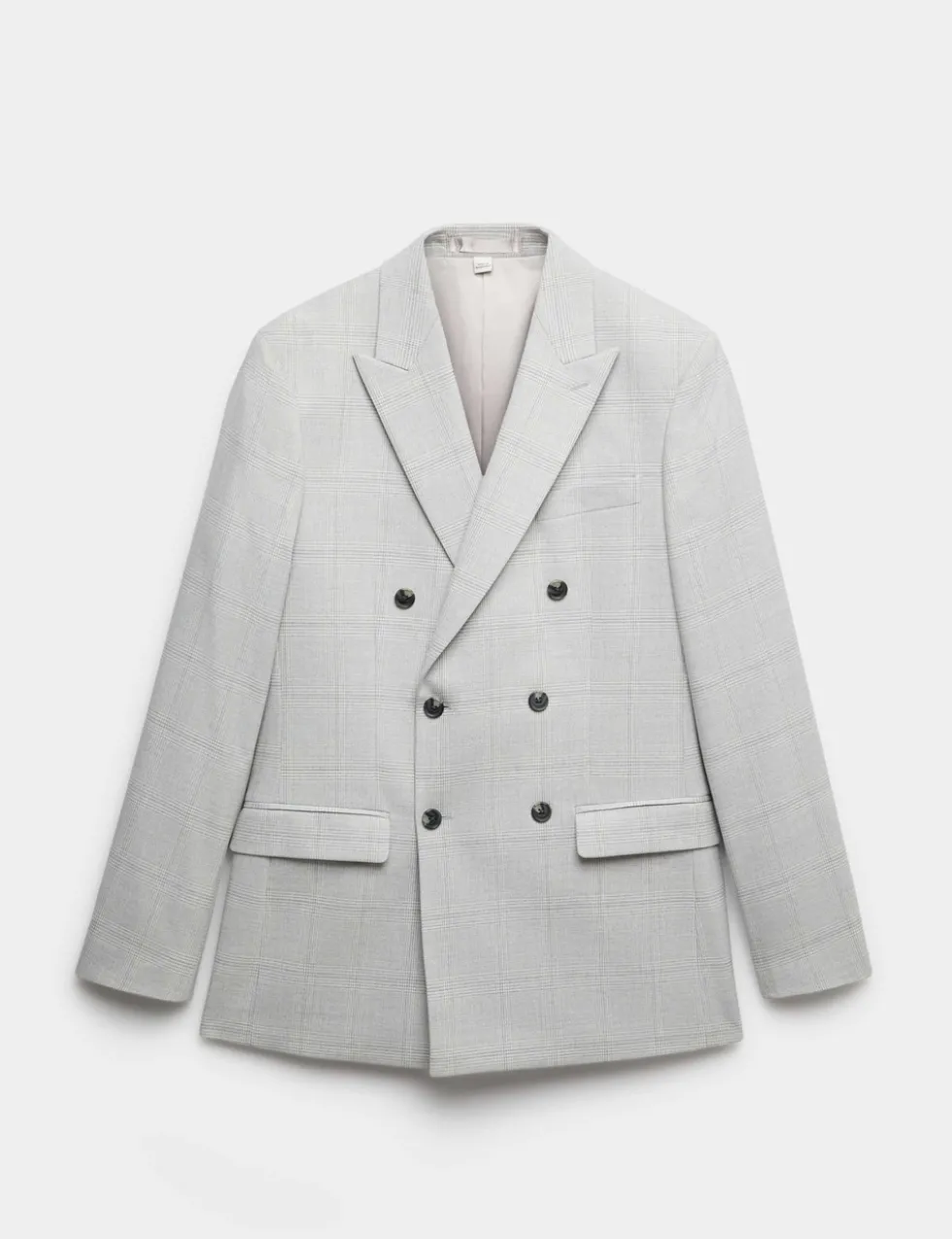 Slim Fit Check Double Breasted Suit Jacket