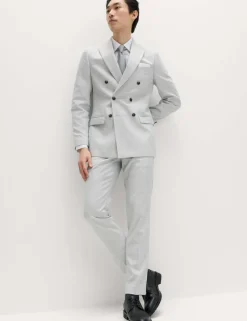 Slim Fit Check Double Breasted Suit Jacket