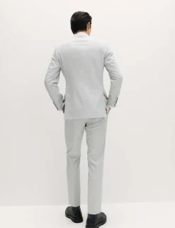 Slim Fit Check Double Breasted Suit Jacket
