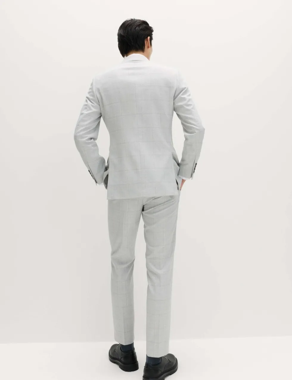 Slim Fit Check Double Breasted Suit Jacket