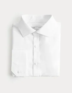 Slim Fit Cotton Blend Double Cuff Shirt