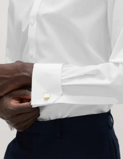 Slim Fit Cotton Blend Double Cuff Shirt