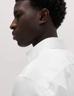 Slim Fit Cotton Blend Double Cuff Shirt