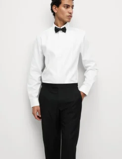 Slim Fit Cotton Dress Shirt with Bow Tie