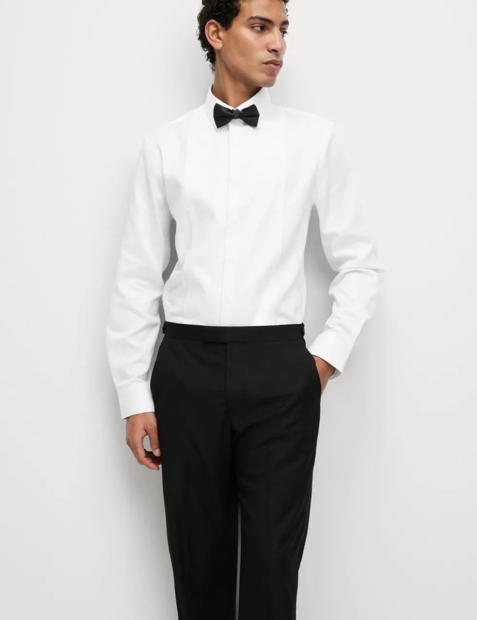 Slim Fit Cotton Dress Shirt with Bow Tie