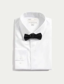 Slim Fit Cotton Dress Shirt with Bow Tie