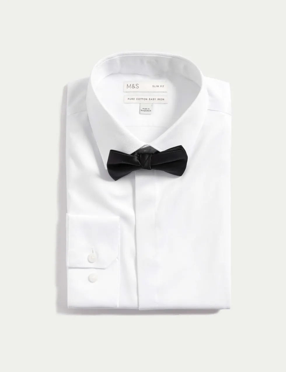 Slim Fit Cotton Dress Shirt with Bow Tie