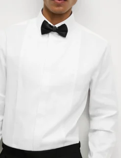 Slim Fit Cotton Dress Shirt with Bow Tie