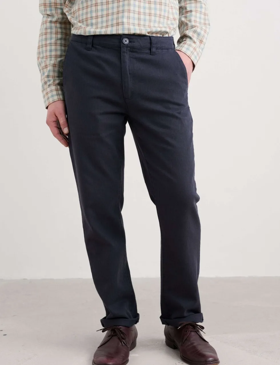 Slim Fit Cotton Linen Blend Trousers
