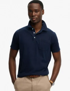 Slim Fit Cotton Rich Polo Shirt with Linen