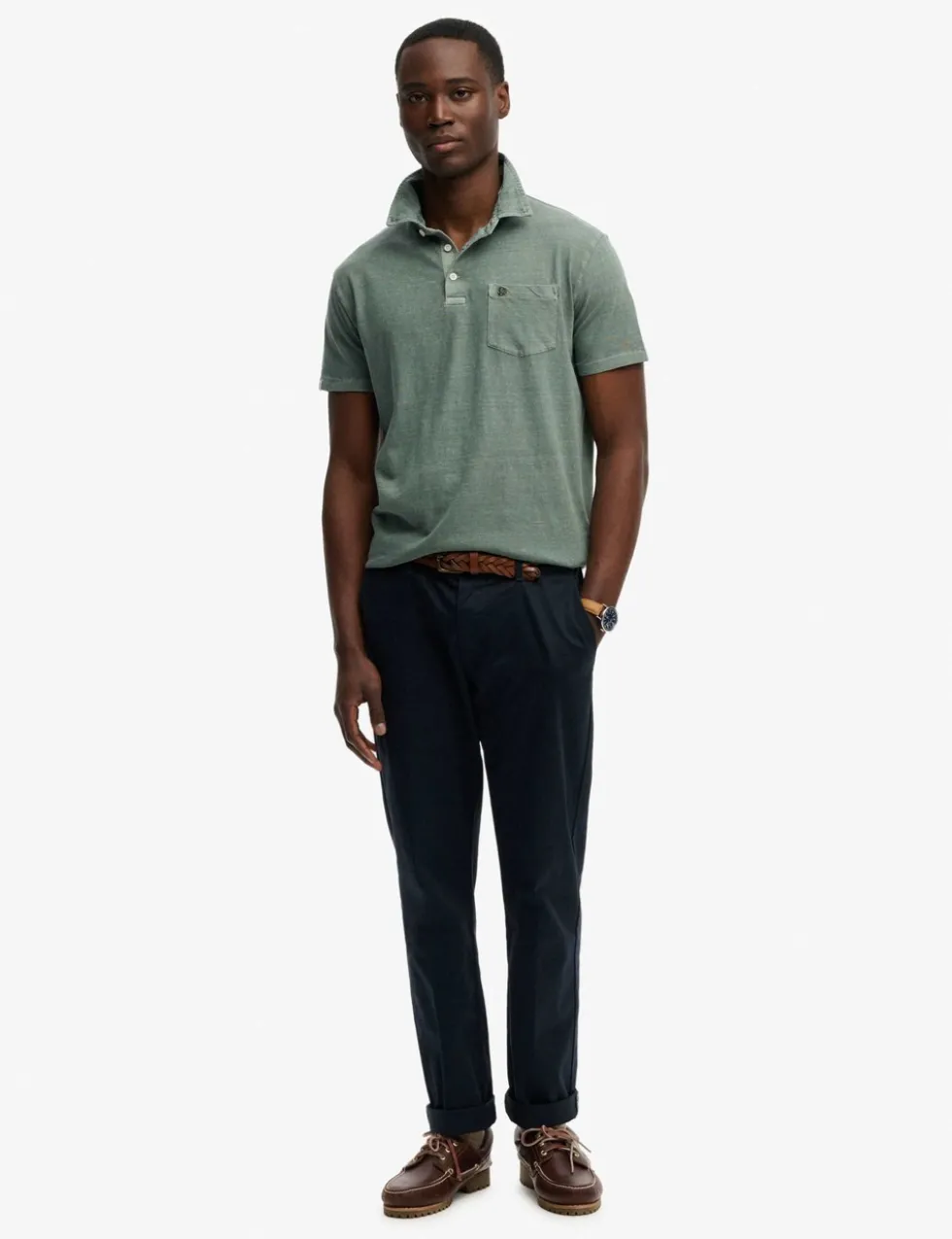 Slim Fit Cotton Rich Polo Shirt with Linen