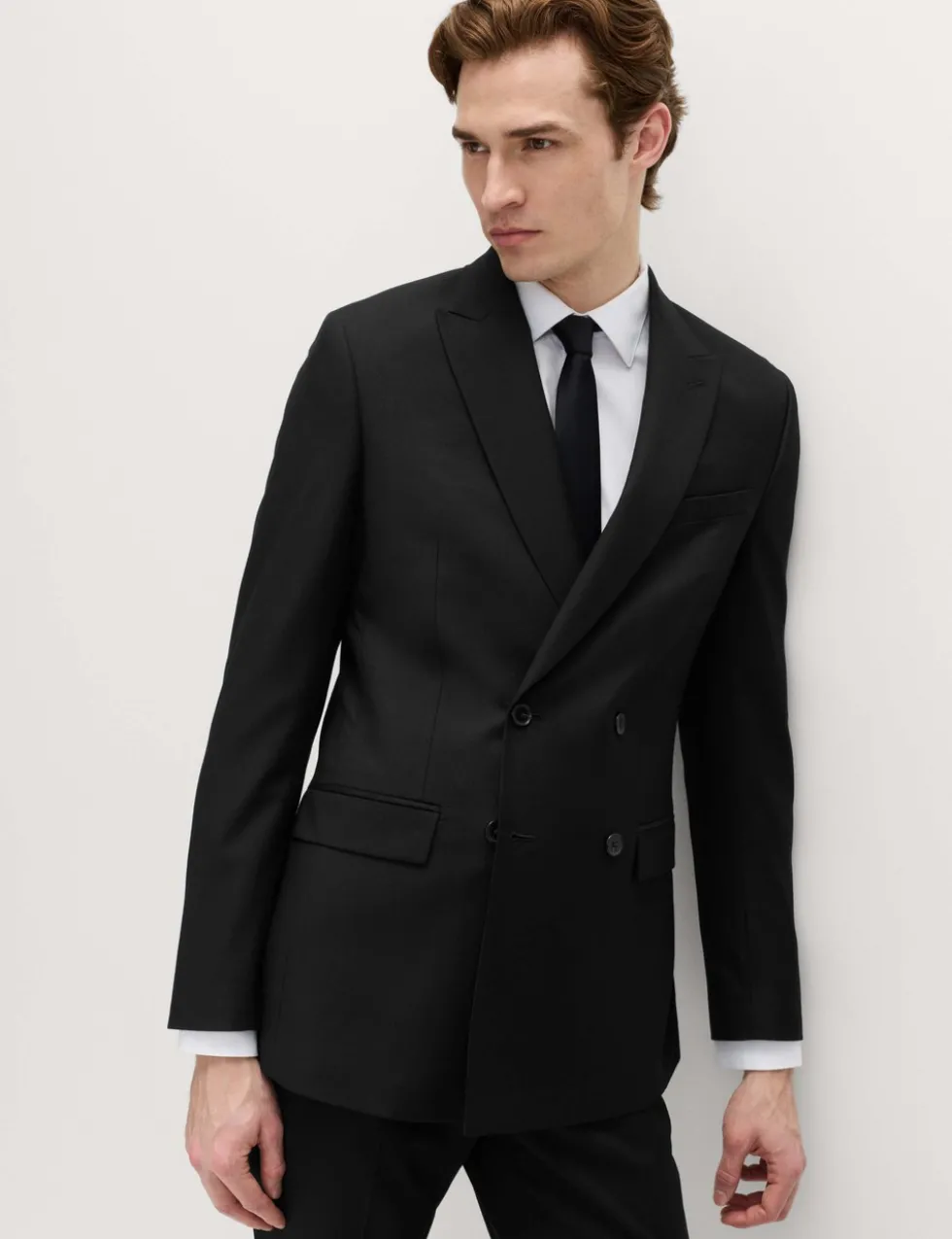 Slim Fit Double Breasted Jacket with Stretch