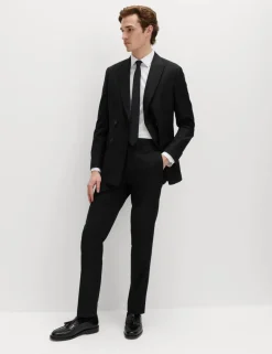 Slim Fit Double Breasted Jacket with Stretch