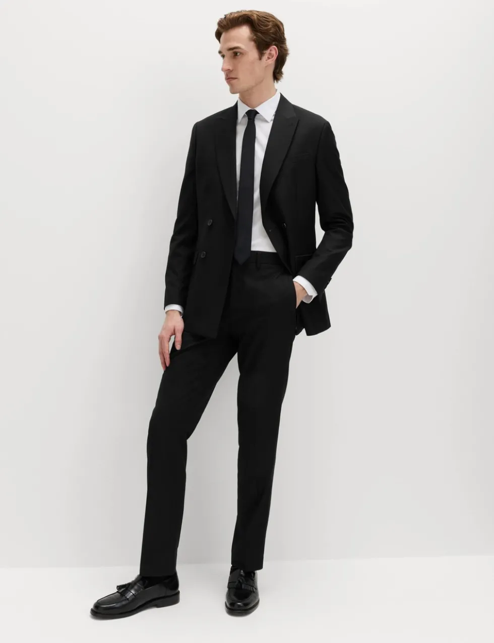 Slim Fit Double Breasted Jacket with Stretch
