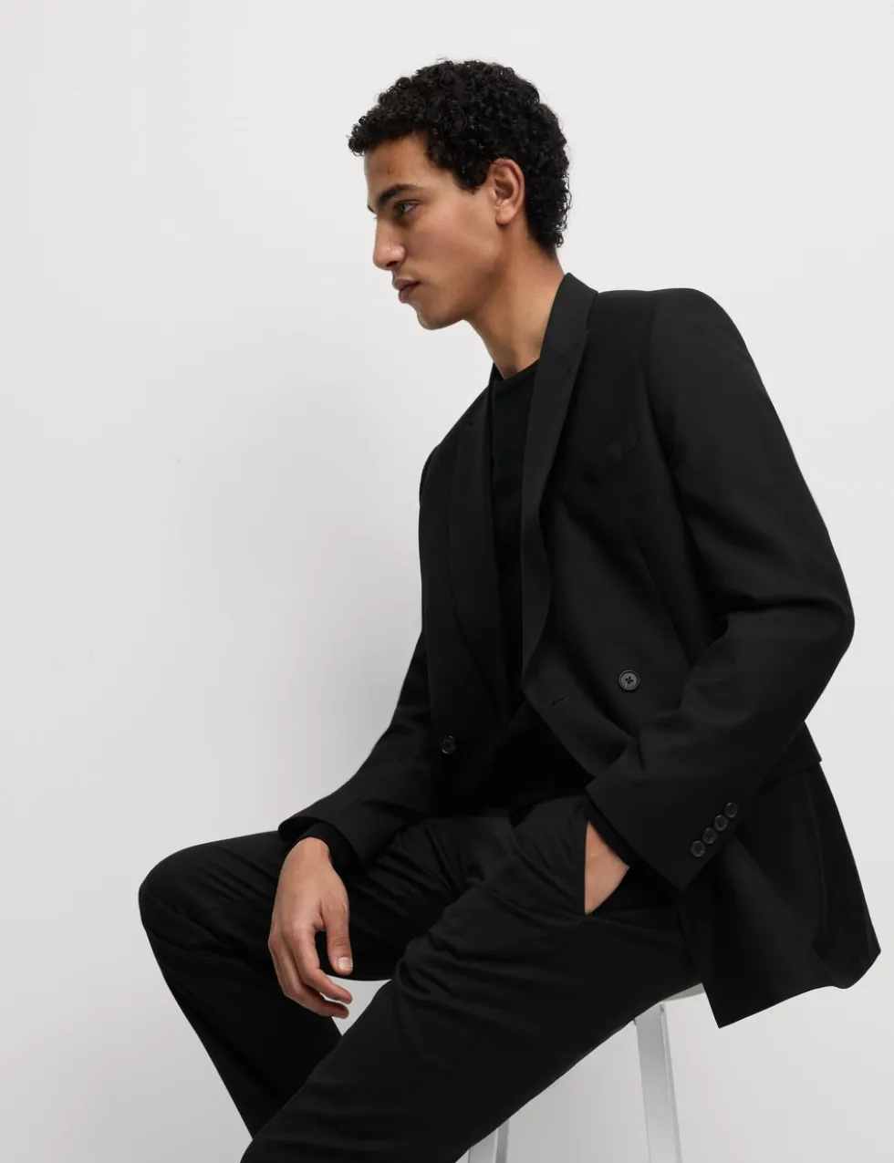 Slim Fit Double Breasted Jacket with Stretch