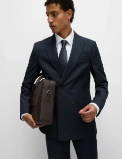 Slim Fit Double Breasted Jacket with Stretch