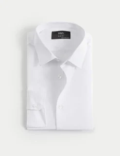 Slim Fit Easy Iron Cotton Blend Shirt