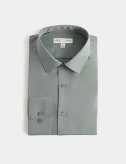 Slim Fit Easy Iron Cotton Blend Shirt