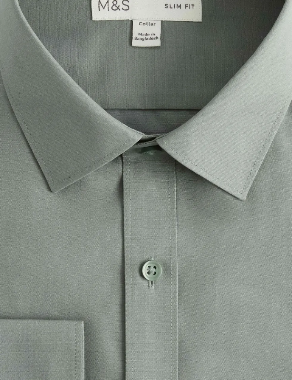 Slim Fit Easy Iron Cotton Blend Shirt