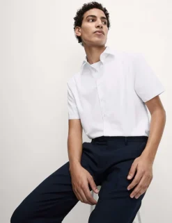 Slim Fit Easy Iron Cotton Blend Short Sleeve Shirt