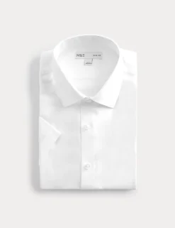 Slim Fit Easy Iron Cotton Blend Short Sleeve Shirt