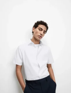 Slim Fit Easy Iron Cotton Blend Short Sleeve Shirt