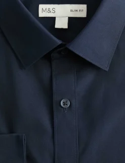Slim Fit Easy Iron Cotton Blend Shirt