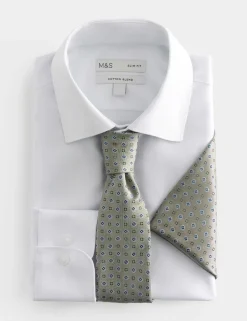Slim Fit Easy Iron Shirt & Tie Set