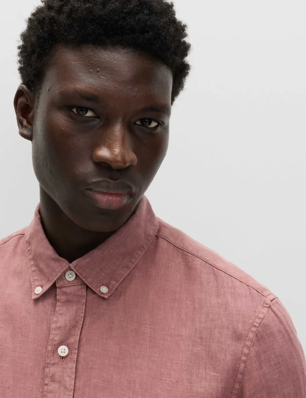 Slim Fit Garment Dye Pure Linen Shirt