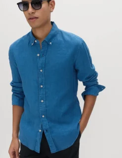 Slim Fit Garment Dye Pure Linen Shirt