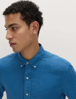 Slim Fit Garment Dye Pure Linen Shirt