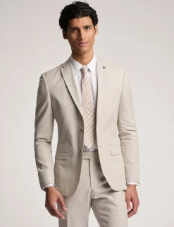 Slim Fit Linen And Cotton Blend Jacket