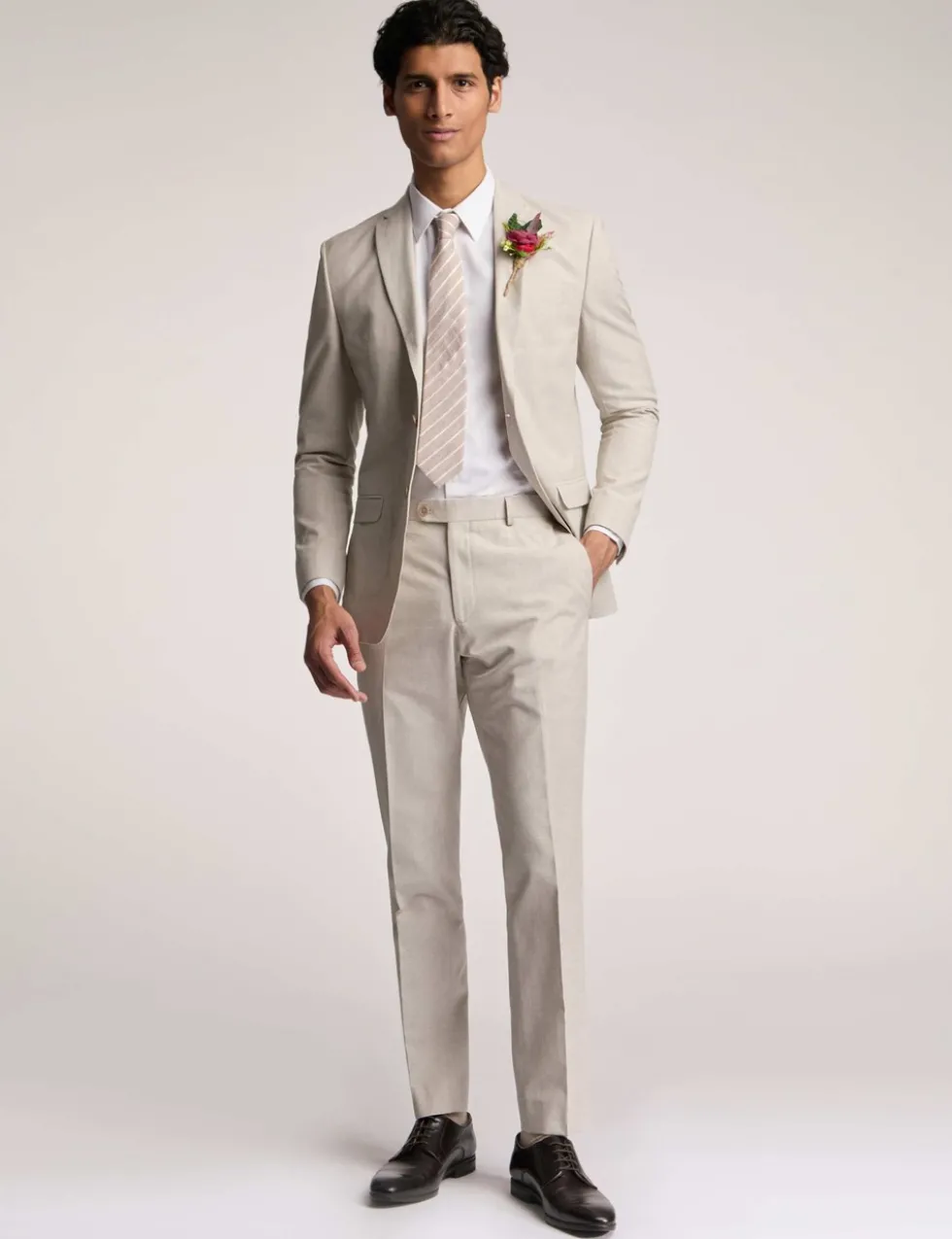 Slim Fit Linen And Cotton Blend Jacket