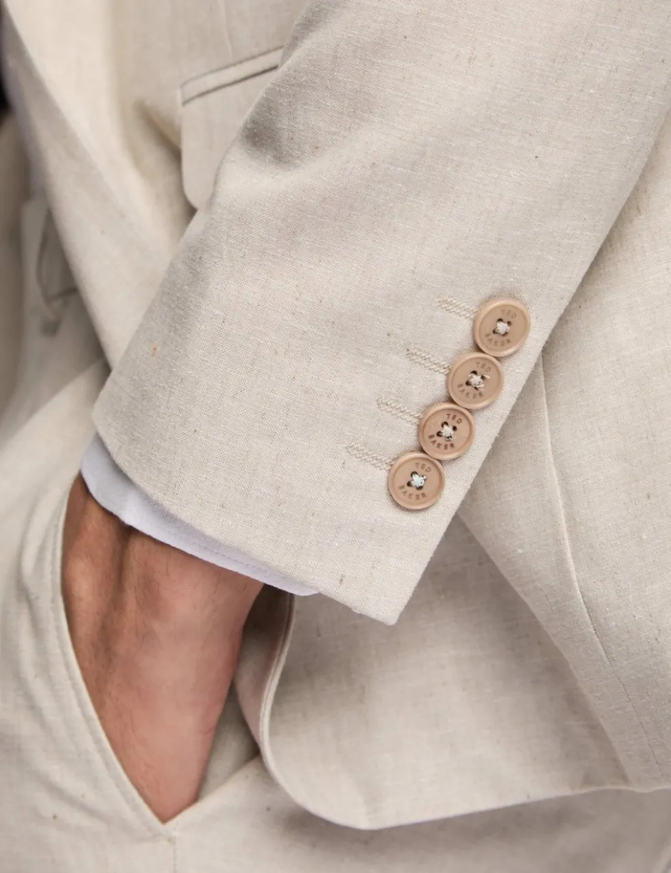 Slim Fit Linen And Cotton Blend Jacket