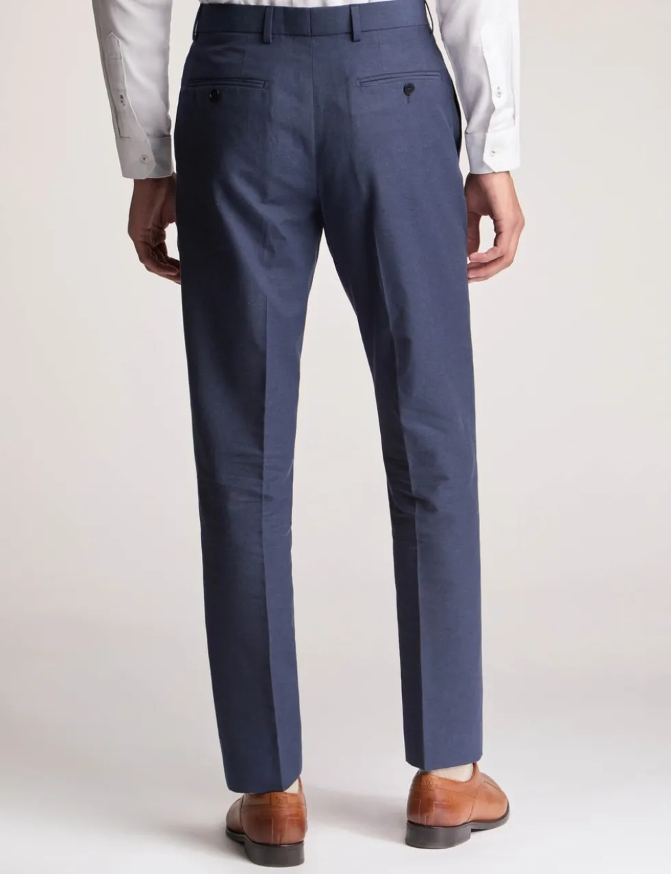 Slim Fit Linen Blend Flat Front Trousers