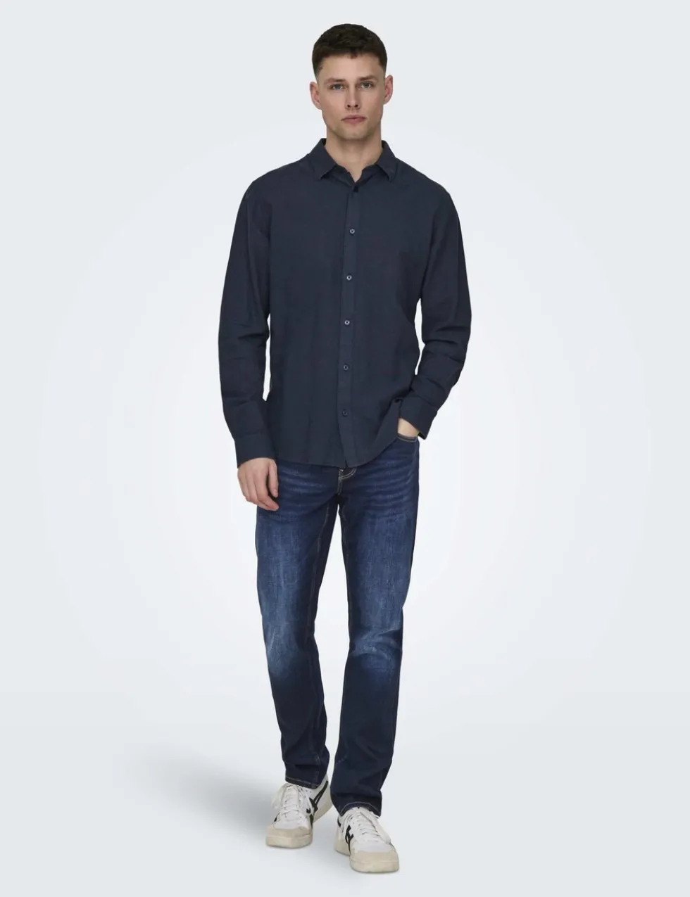Slim Fit Linen Blend Shirt