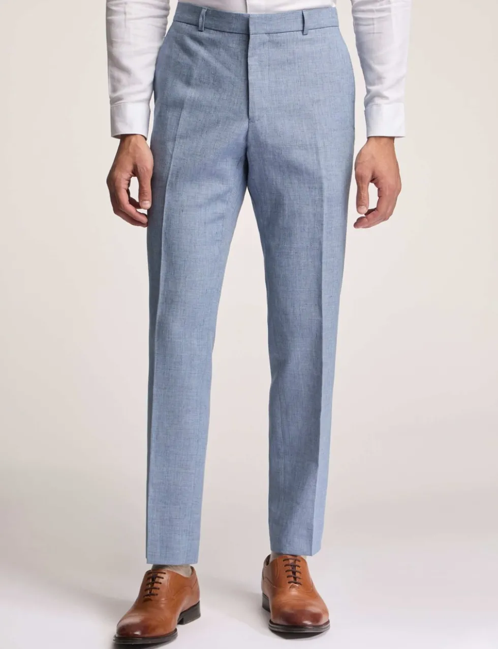 Slim Fit Linen Rich Flat Front Trousers