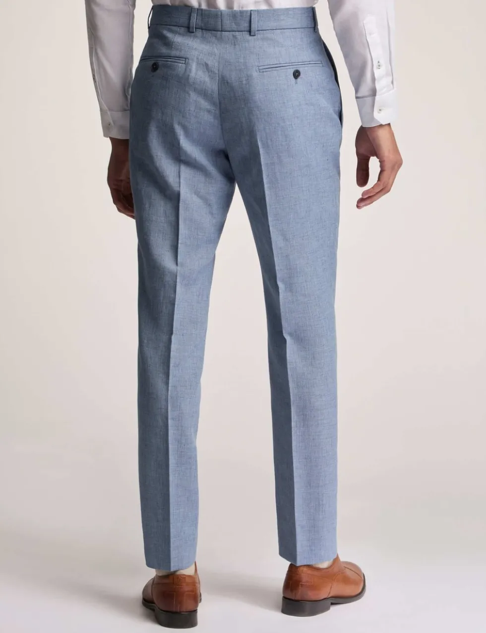 Slim Fit Linen Rich Flat Front Trousers