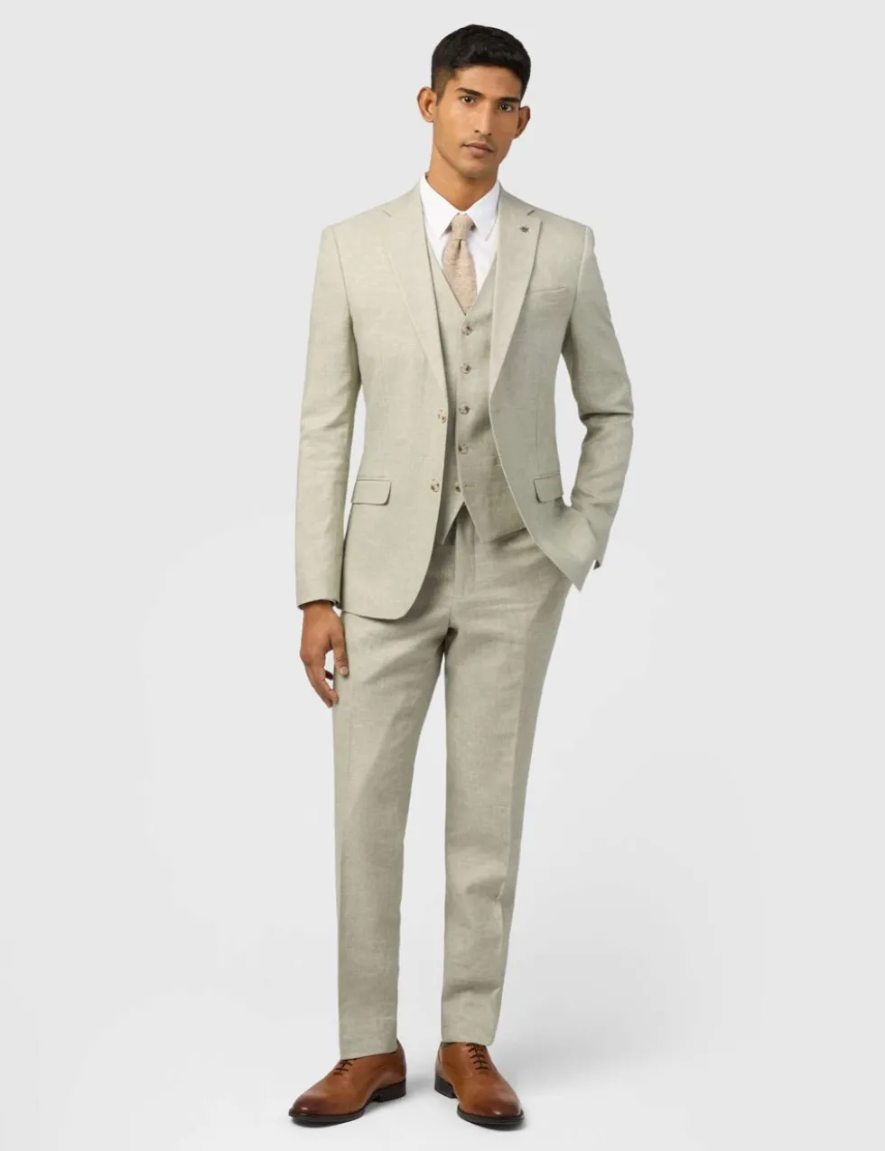 Slim Fit Linen Rich Single Breasted Suit Jacket