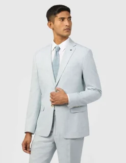 Slim Fit Linen Rich Single Breasted Suit Jacket